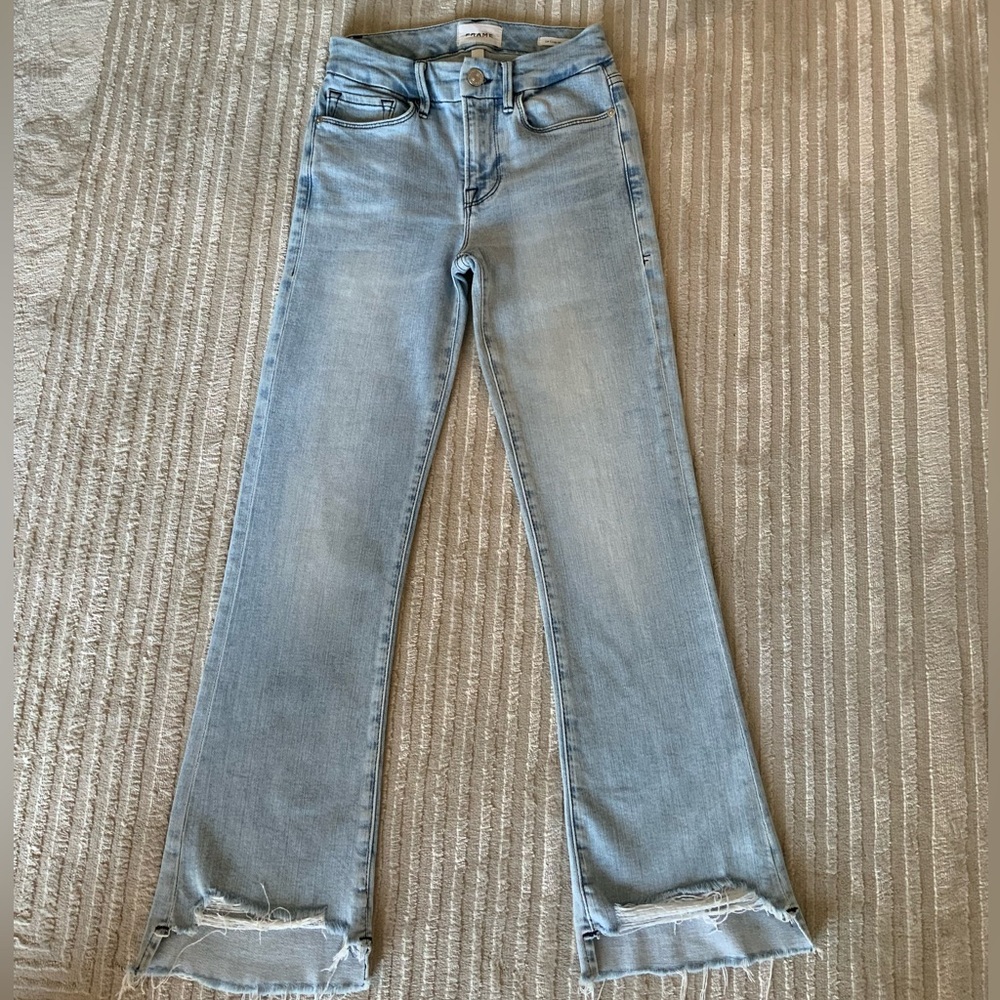 Frame Le Crop Mini Boot Denim Light Blue Flare Jeans
